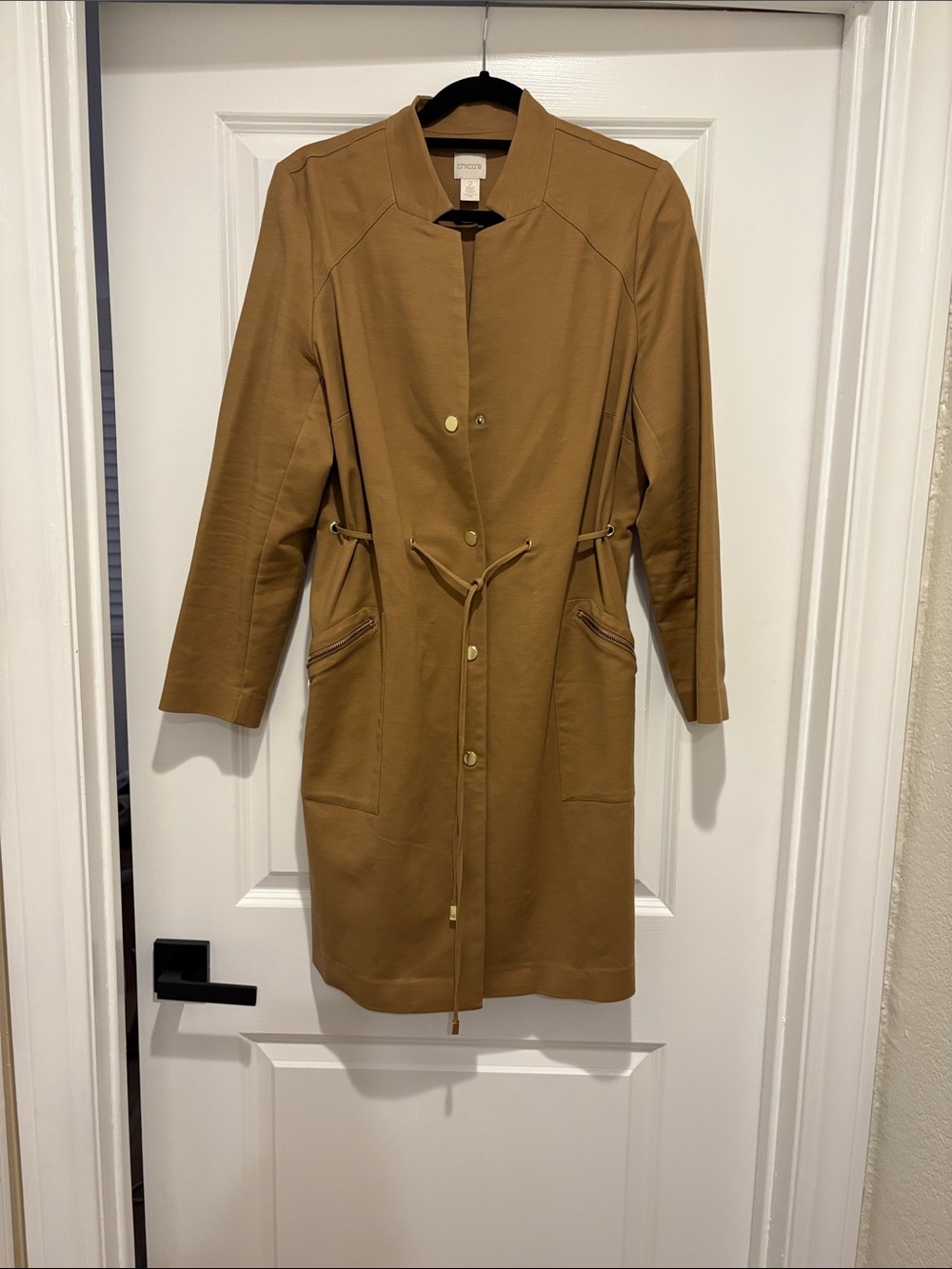 Chico's Camel Drawstring Trench Coat
